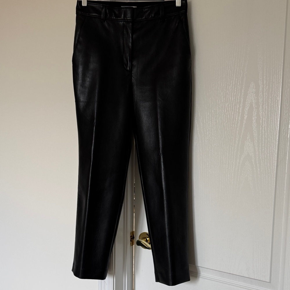 Black Faux Leather Straight Leg Pants